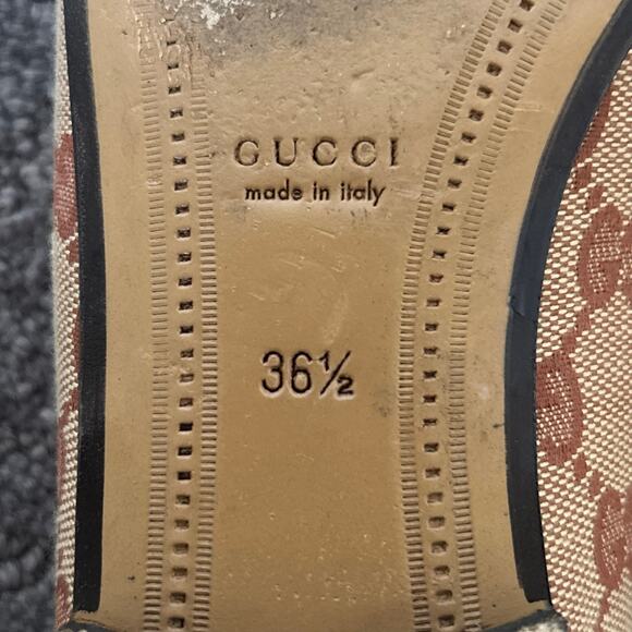 Gucci Jordaan GG Monogram Canvas Horsebit Loafers Beige Brown Flats Size EU 36.5 - Picture 13 of 16